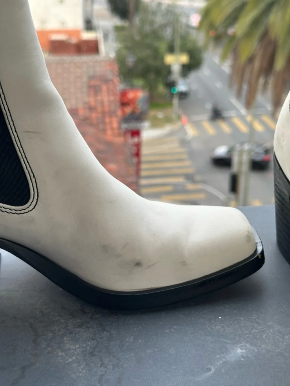 Rag & Bone Joni Chelsea Boot White Leather Square Toe Block Heel EU 38.5 / US 8 - Picture 5 of 8